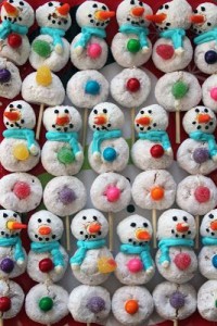 snowman donut treat